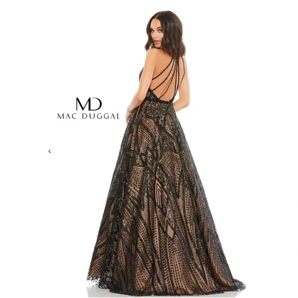 Mac Duggal 67583 Black/Nude Ball Gown NWT - Picture 5 of 6
